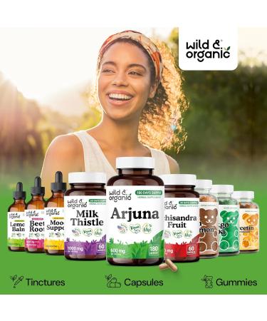 Wild & Organic Arjuna Bark Capsules - Overall Support - Arjuna Powder Supplement - 180 Herbal Capsules - 6-Month Supply - Terminalia Bark & Leaf Extract - Vegan No Fillers Non-GMO 180 Count (Pack of 1) - Buy Online on GoSupps.com