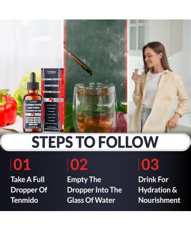 Tenmido 12in1 Cayenne Pepper Drops - Extract Liquid Supplement with D3 K2 Hawthorn Berry Beet Root Berberine HCl Marshmallow Root Ceylon Cinnamon Turmeric Apple Cider Vinegar & More - 1 Fl Oz - Buy Online on GoSupps.com