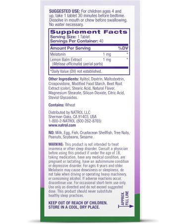 Natrol Kids Melatonin Fast Dissolve Tablets  Helps You Fall Asleep Faster  Stay Asleep Longer  Easy to Take  Dissolves in Mouth  for Ages 4 and Up  Strawberry Flavor  1mg  40 Count Fast Dissolve Tablet 40 Count (Pack of  - Buy Online on GoSupps.com