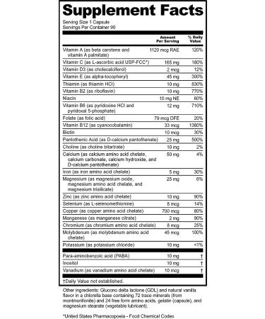 NutriBiotic Multi Vitamins & Minerals 90 Ct Capsules - 72 Trace Elements - Pharmaceutical-Grade & Gluten Free - Buy Online on GoSupps.com