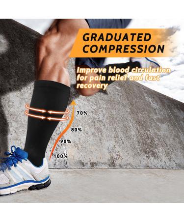 3 Pairs Plus Size Compression Socks 20-30 mmHg for Wide Calf | Men & Women Knee High Flight Socks 3XL - Black - Buy Online on GoSupps.com