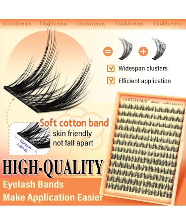 Buy Goddvenus Manga Lash Clusters - D Curl 11-13mm Wispy Natural Eyelash Extensions (132pcs) | Reusable Cotton Band Perfect for DIY Anime Lash Extensions - Buy Online on GoSupps.com