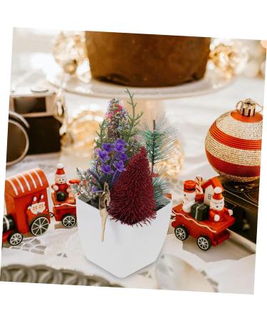 HOMSFOU 5pcs Christmas Simulation Potted Plant Tiny Christmas Tree Christmas Pine Tree Artificial Plant for Desk Decor Fake Plant Christmas Plant Decoration Small Plant Plastic Office Mini Goldenx5pcs 21X11cmx5pcs - Buy Online on GoSupps.com