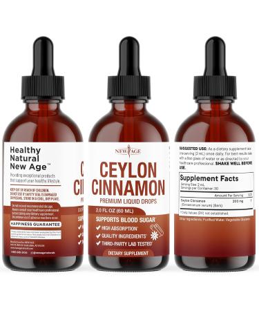 NEW AGE Ceylon Cinnamon Tincture Drops - Liquid Cinnamon Supplements for Overall Support - Cinnamomum Verum Bark Extract - Vegan, Sugar & Alcohol-Free, Non-GMO - 4 fl oz 2 Fl Oz (Pack of 2) - Buy Online on GoSupps.com