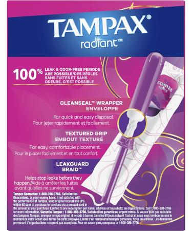 Tampax Radiant Tampons Regular Super 14 Count - Ultimate Protection for Women - Buy Online on GoSupps.com