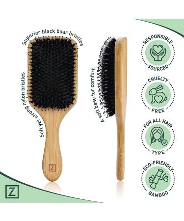 Natural Boar Bristle Hair Brush Set - 6 Pieces for All Hair Types, Detangling and Shine Enhancing - Buy Online on GoSupps.com