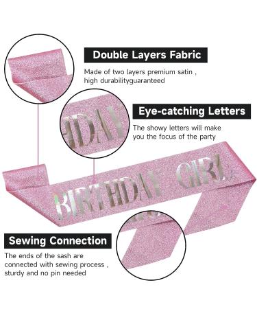 Pedenty Birthday Crown Tiara & Sash Set for Girls & Women - Pink Rhinestone Metal Crown & Glitter Sash - Birthday Girl Gifts & Accessories - Buy Online on GoSupps.com