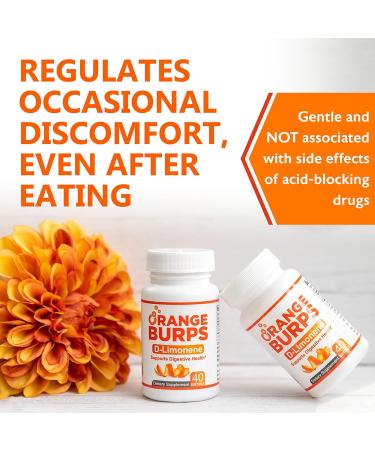 Orange Burps D-Limonene Softgels | Digestive Health Supplement | Non-Harmful Acid Reflux Relief | 500mg Easy-to-swallow Capsules | Gluten-Free - 40 Count - Buy Online on GoSupps.com