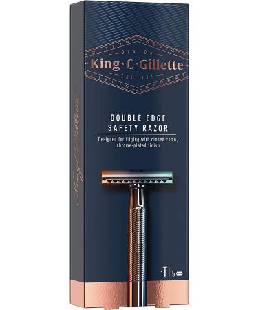 King C. Gillette Double Edge Safety Razor & 5 Platinum Blades - Perfect Gifts for Men - Buy Online on GoSupps.com