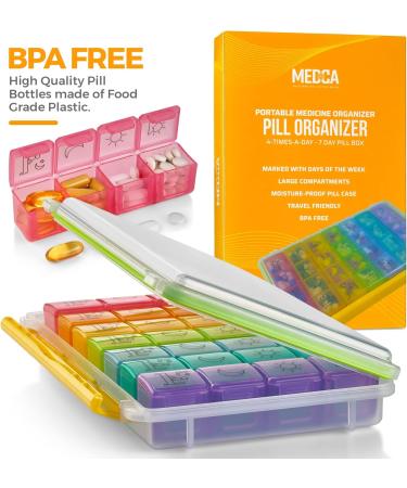 Weekly Pill Organizer | Portable 4x Daily AM/PM Case | Moisture-Proof 7-Day Medicine Holder for Vitamins & Medications - Buy Online on GoSupps.com