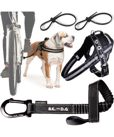 Bike and Dog - dog leash and dogs for the bike dishes with 3 rings 2 of which side including 2 special bicycle bridles.Patented.Dog leash and dog harness XL black