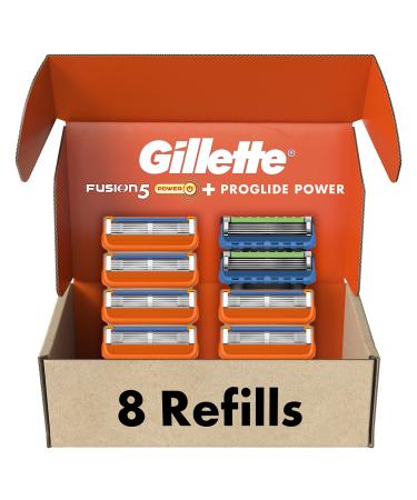 Gillette Men's Razor Blade Refills 6 Fusion5 Cartridges 2 ProGlide Power Cartridges