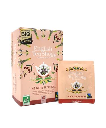 English Tea Shop - Organic Tropical Black Tea - 20 bags - Fairtrade organic black tea with coconut cocoa mango and
