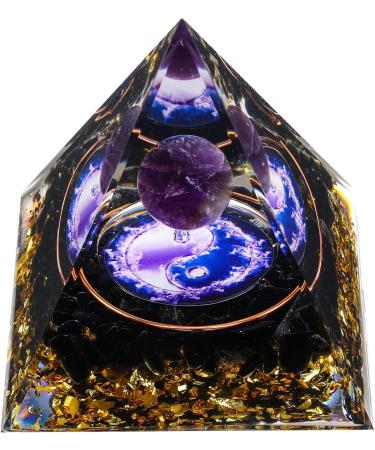 MXiiXM Orgone Pyramid - Amethyst Crystal Ball Protection Energy Generator for Stress Relief and Meditation - Buy Online on GoSupps.com