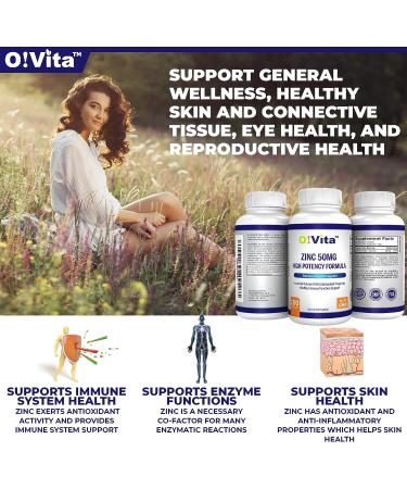 VITA Zinc 50mg High Potency Formula for Immune System Support - 100 Non-GMO Vegan Tablets - Buy Online on GoSupps.com