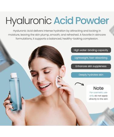 Talsen Chemicals Pure Hyaluronic Acid Powder (1 oz. / 28 grams) 1800 kDa+ Natural Cosmetic Grade Hyaluronic Acid High Molecular Weight Powder DIY Serums - Buy Online on GoSupps.com