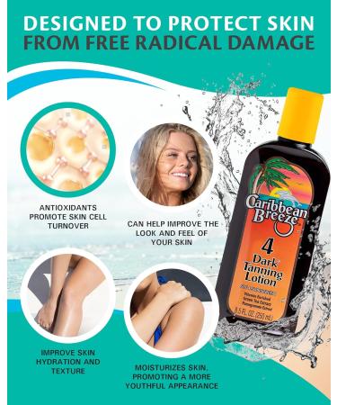 Caribbean Breeze Dark Tanning Lotion SPF 4 - Outdoor Sun Accelerator with Mango Lime Fragrance & Antioxidants | 8.5 oz - Buy Online on GoSupps.com