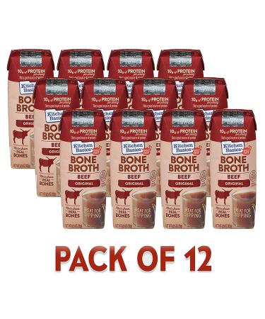 Kitchen Basics Original Beef Bone Broth 8.25 fl oz - Pack of 12 | Nourishing Soup Base - Buy Online on GoSupps.com