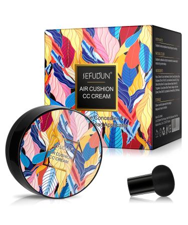 Mcukv BB Cream CC Cream CC Cream Foundation with Mushroom Air Head Cushion CC Cream Full Coverage Foundation for Flawless Makeup Even Skin Tone (Ivory White)