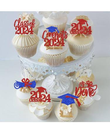Rsstarxi 24 Pack Class of 2024 Cupcake Toppers 2024 Graduation Food Appetizer Picks 2024 Congrats Grad Cap Done Diploma Cupcake Picks for 2024 Graduation Theme Party Cake Decorations Red Blue - Buy Online on GoSupps.com
