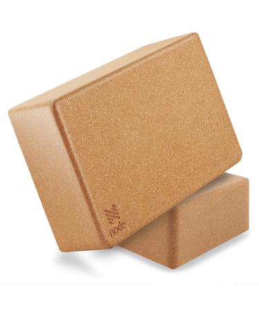 Node Fitness Premium Yoga Block (Set of 2) - 3 Inch Thick Brick Cork