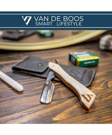 Buy Van de Boos Razor Set - Wooden Handle Alum Pencil Derby Blades Leather Etui Barber Knife for Precise Wet Shaving - Men's Grooming Essentials - Buy Online on GoSupps.com