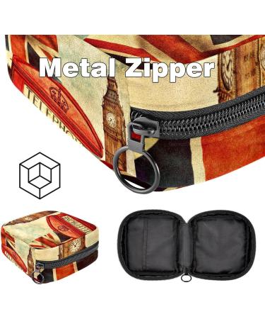 Shop Stylish Menstruation Pad Bag with Zipper | Women's Napkin & Tampon Collecting Bags | Red Telephone Booth Big Ben Union Jack Design - Buy Online on GoSupps.com