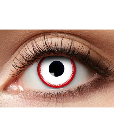 Balinco contact lenses colored without strength motif lenses eye lenses costume accessories for cosplay Halloween carnival carnival dia los muertos party festival rave (cyber white / red) cyber white / red