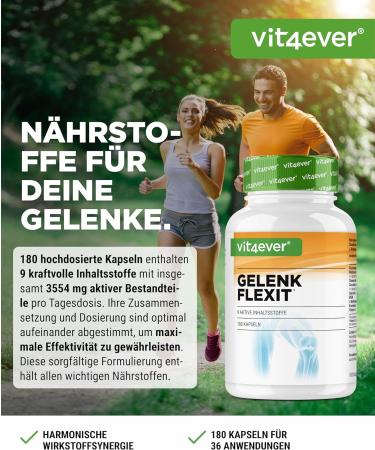 Joint Flexit 180 Capsules - Premium High-Dose Glucosamine MSM Frankincense Chondroitin & More for Joint Health | International Shipping Available - Buy Online on GoSupps.com