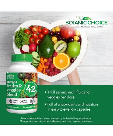 Botanic Choice Mega Fruits and Veggies Blend (60 Capsules) + Lemon Balm Tincture (1 fl oz) Bundle - Energy Balance & Superfood Supplement + Relaxation and Sleep Support - Buy Online on GoSupps.com
