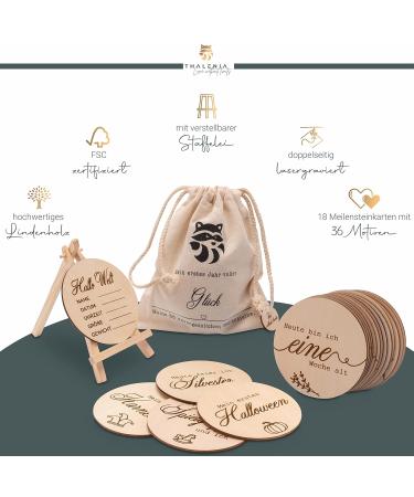 Buy Milestone Cards Baby Set - Wooden Cards with Mini Easel & Fabric Bag | 36 Memorable Milestones - Perfect Gift for New Moms & Baby Showers - Buy Online on GoSupps.com