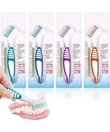 Mckkor Denture Brush 4 Pack - Double Sided Toothbrushes with Multi-Layered Bristles for Effective Denture Cleaning - Buy Online on GoSupps.com