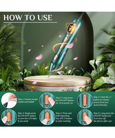 Augot Skin Tags Removal Pen Professional Mole Remover Pen kit Portable USB Rechargeable Skin Tag Removal Pen with 9 Modes LCD Display Replaceable Needles for Wart Freckle (Dark Green) - Buy Online on GoSupps.com