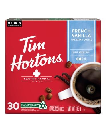 Tim Hortons French Vanilla Coffee Keurig K-Cup Pods Flavoured Medium Roast 30 Count (Imported from Canada) COFFEE French Vanilla 1 count (Pack of 30)