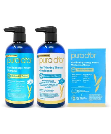 PURA D'OR Anti-Thinning Biotin Shampoo & Conditioner Set, DHT Blocker Hair  Thickening Products For Women & Men, Natural Shampoo For Color Treated  Hair, Original Gold Label, 8oz x 2 (Packaging varies) Herbal