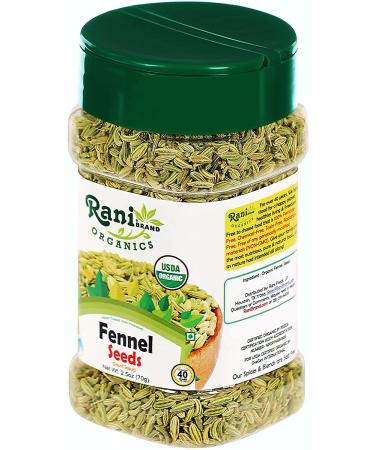 Rani Organic Fennel Seeds (Saunf Sabut) 2.5oz PET Jar - USDA Certified, All Natural, Vegan, Gluten Friendly, NON-GMO - Indian Origin Spice - Buy Online on GoSupps.com