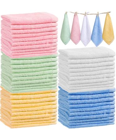 100 Pcs Bamboo Washcloths Towel Bulk 10 x 10 Inch Baby Wash Cloth for Bathroom Soft Quick Drying Bamboo Towels Face Towel for Washing Face Body Reusable Absorbent Washcloths