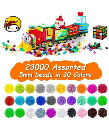 Fuse Beads Kit for Kids Crafts - 30 Colors Iron Beads Set - 23,000 pcs - Includes 3 Pegboards, 5 Ironing Paper, 10 Patterns - Ideal Gifts for Birthday & Christmas - Multicolor 5mm Melty Beads Bulk Refill Kit by Inscraft - Buy Online on GoSupps.com
