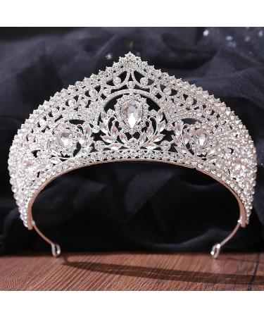 WIOJEIGO Women's Crystal Crown Wedding Tiara for Prom & Birthday Party - Silver - Buy Online on GoSupps.com
