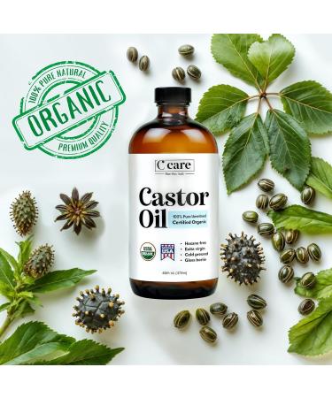 Organic Cold Pressed Castor Oil - 100% Pure & Hexane Free - 16 Fl Oz - Hair Growth Eyebrows Eyelashes & Skin Care - USDA Certified - Buy Online on GoSupps.com