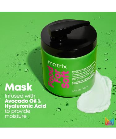 Matrix Soft Hair Mask with Avocado Oil & Hyaluronic Acid - Hydrating Treatment for Dry, Brittle Hair - 16.9 Fl. Oz - Buy Online on GoSupps.com