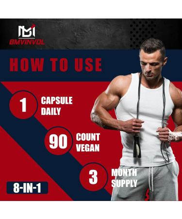 BMVINVOL Horny Goat Weed for Men - Extra Strength Supplement with Maca Ginseng Tribulus Terrestris Ashwagandha - 90 Capsules - Buy Online on GoSupps.com