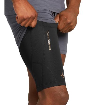 Tommie Copper Performance Compression Quad Sleeve, Unisex, Men & Women, Sweat Wicking Breathable Upper Leg Sleeve for Muscle Support & Recovery - Black - Medium