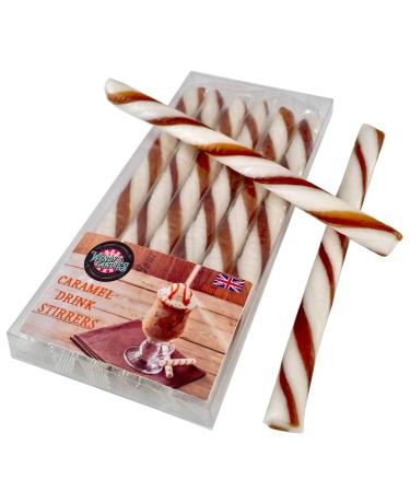 Wendy's Candies - Foodie Flavour Caramel Coffee Stirrer - hot Chocolate stirrers - Edible Candy Stick - Boiled Sweets Like Candy Canes Sweets - Tea Stirring Sticks - Rock Sugar Candy Melts - Ref SCA