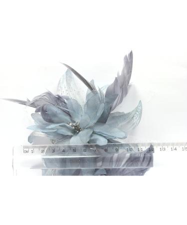 Pretty Cool - Grey Flower & Feather Comb Fascinator - Buy Online on GoSupps.com