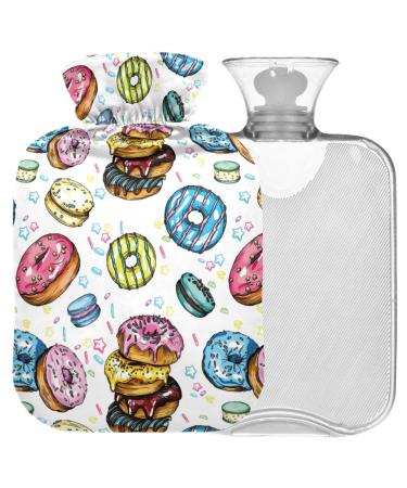 Naanle vintage donut hot water bottle with reference transparent hot water bottle 2l large hot hot water bottle for bed handfoot warmer pain relief heat and cold therapy