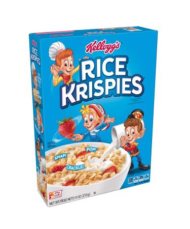 (Discontinued Version) Kelloggs Rice Krispies, Breakfast Cereal, Toasted Rice Cereal, Fat-Free, 9 oz Box