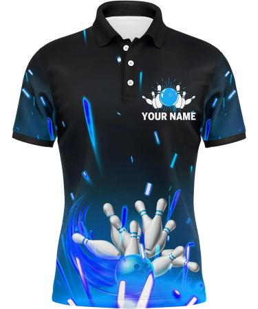 Customized Blue Flame Bowling Shirt for Men & Women - NBP46 | Personalized Team Jersey with Polo & Quarter-Zip Design - Buy Online on GoSupps.com