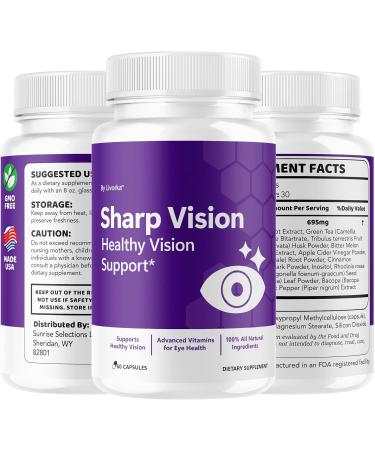 (5 Pack) Sharp Vision Capsules - Official SharpVision Eye Health Support Pills Natural Sharp Vision Advanced Supplement Vitamins for Overall Wellness & Support Health 300 Capsules for 5 Months - Buy Online on GoSupps.com