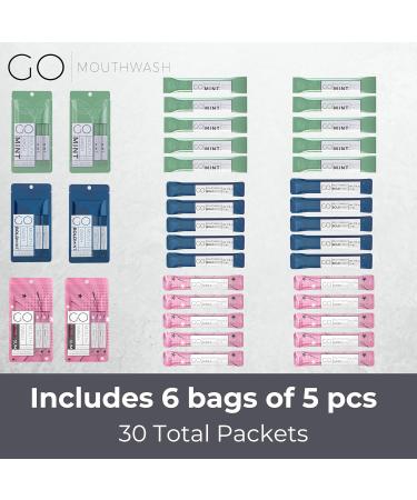 Bold Mint GO Travel Size Mouthwash Packets - Alcohol & Dye Free Mini Packs for Travel & Guest Bathrooms - 6 Count Bulk Pack 1.85 Fl Oz - Buy Online on GoSupps.com